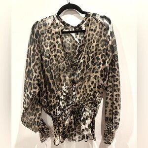 Roberto Cavalli animal print silk top